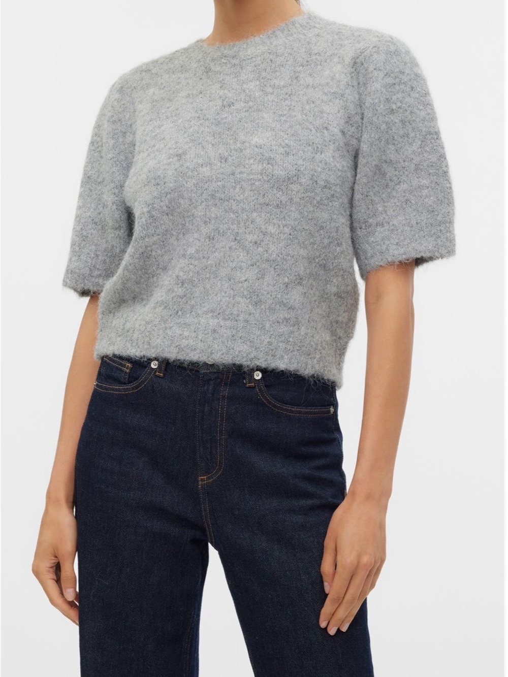 Vero Moda Taupe Heather Knit Crewneck Sweater L